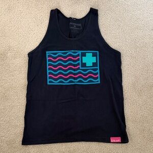 Pink Dolphin Black and Teal Tank Top